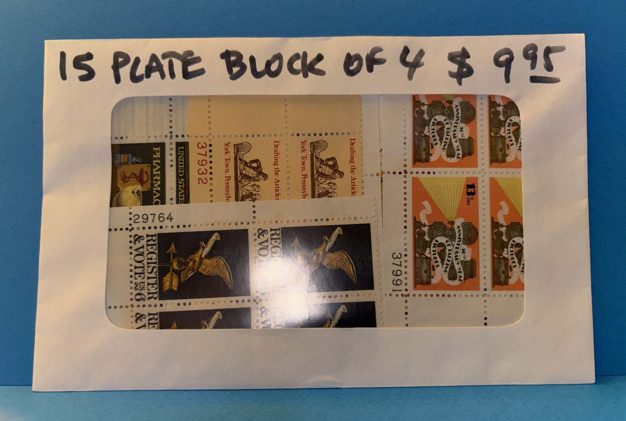 15 USA Mint Plate Blocks of 4